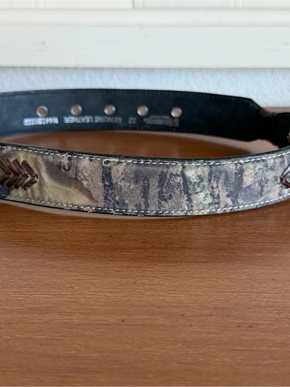 Kids Nocona Genuine Leather Mossy Oak Camo Double Stitched Belt Outdoor 26”